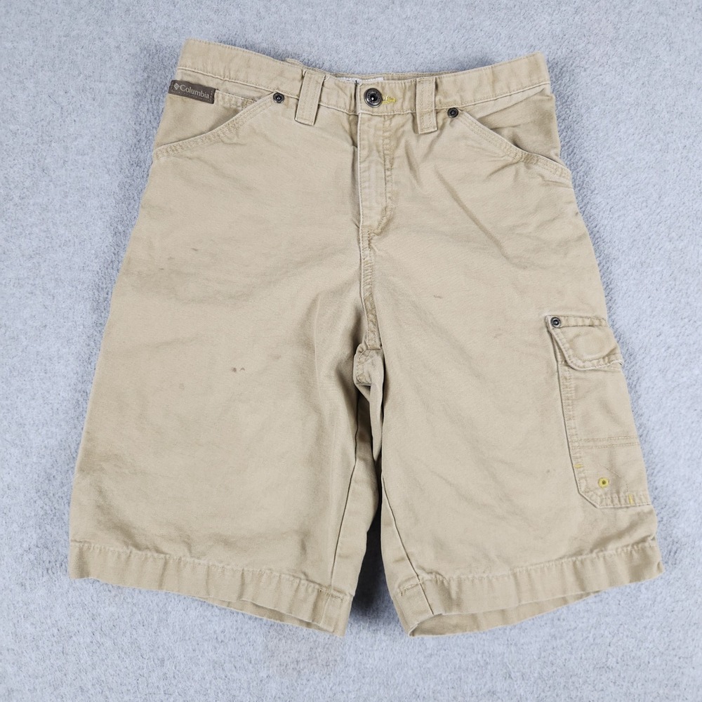 Columbia Cargo Shorts Youth 14 Beige Workwear Utility Hammer Loop Relaxed Fit